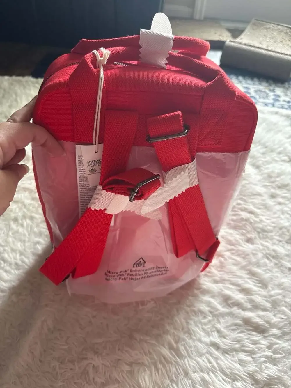 Disney Parks Loungefly Mickey & Minnie Mouse Balloon Red Canvas Backpack